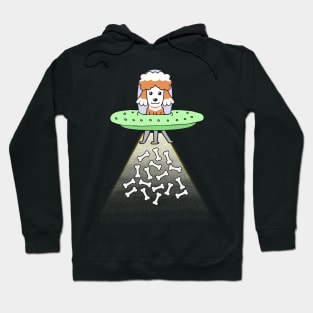 Funny brown dog is flying a ufo Hoodie